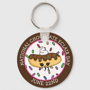 June 22nd National Chocolate Éclair Day   Keychain