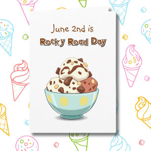 June 2nd is National Rocky Road Day Coloring Page Card