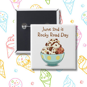 June 2nd is National Rocky Road Day   Food Holiday 15 Cm Square Badge