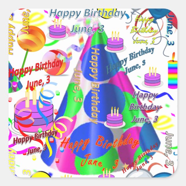 June, 3 Kids Birthday Stickers (Front)