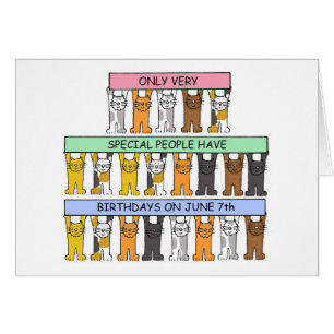 June 7th Birthday, Cartoon Cats.