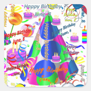 June, 8 Kids Birthday Stickers