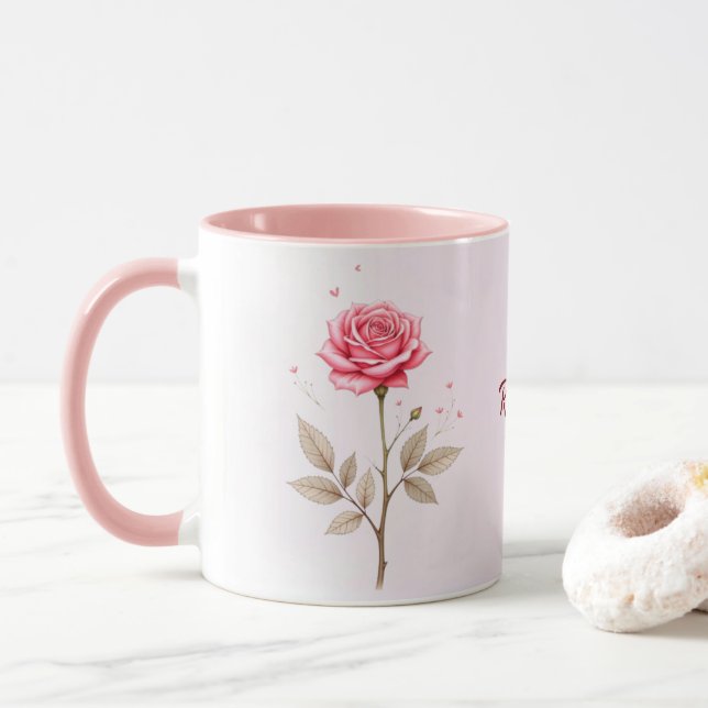June Birth Month Flower Custom Coffee Mug (With Donut)