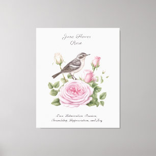 June Birth Month Flower Rose Elegant Birthday Canvas Print