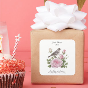 June Birth Month Flower Rose Elegant Birthday Square Sticker