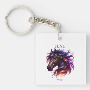 June Birth Month Spirit Animal Horse Key Ring