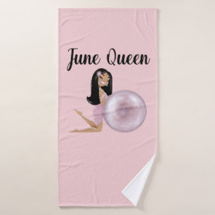 June Birthday Card June Queen Bath Towel