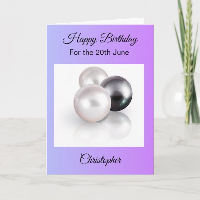 June Birthday Card - Pearls (Front)
