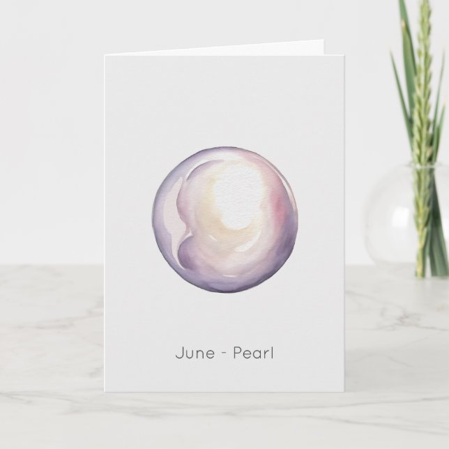 June Birthstone Pearl Happy Birthday Card (Front)