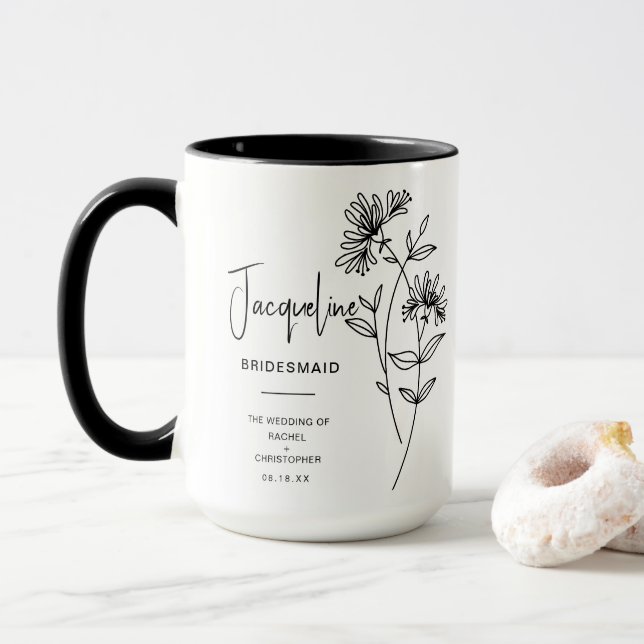 June Bridesmaid | Honeysuckle Birth Flower Mug (With Donut)