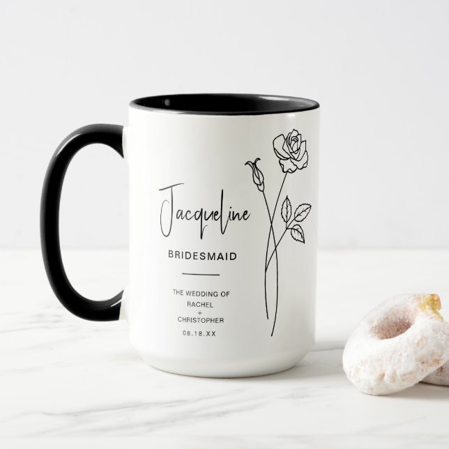 June Bridesmaid | Rose Birth Flower Mug (With Donut)