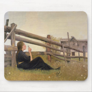 June. Girl Blowing Dandelion Seeds, 1899 Mouse Pad
