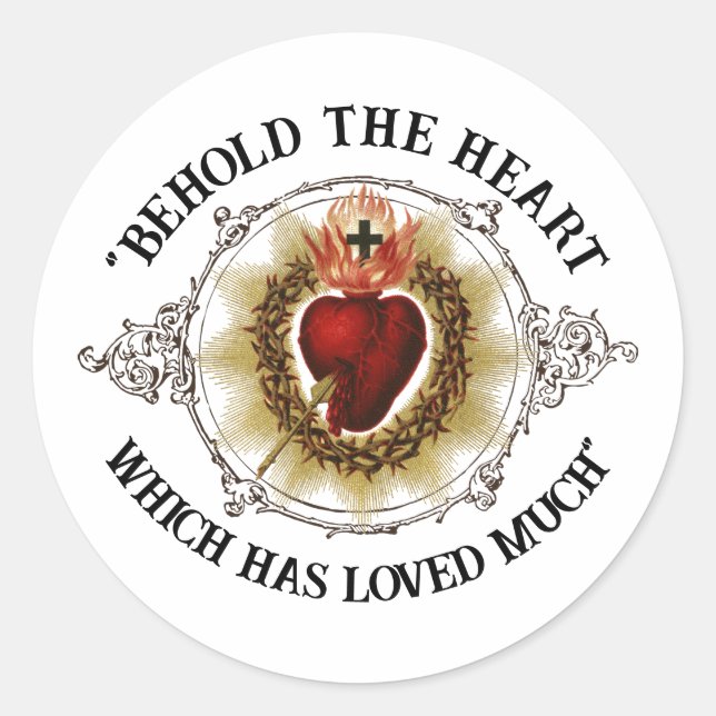 June is the Month of the Sacred Heart Classic Round Sticker (Front)