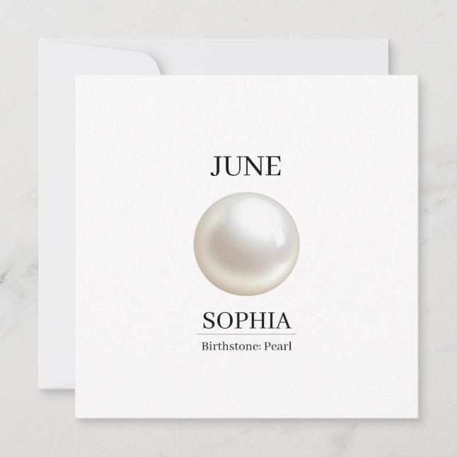 June Pearl Personalised Birthday Card (Front)