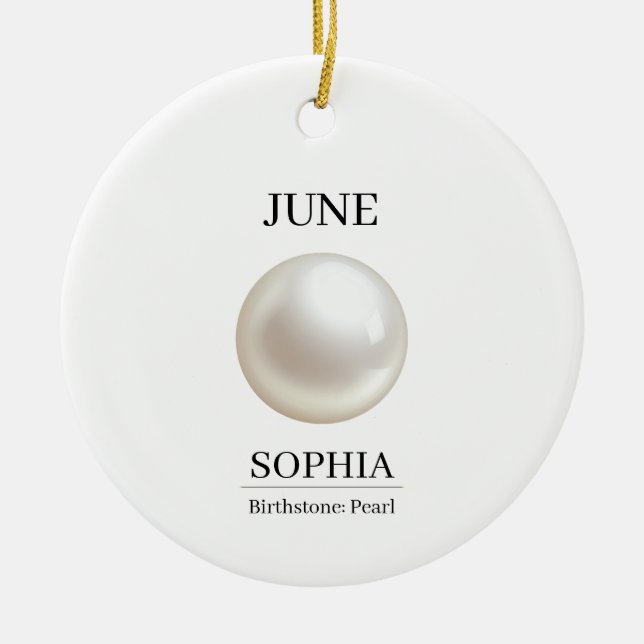 June Pearl Personalised Birthday Ceramic Tree Decoration (Front)