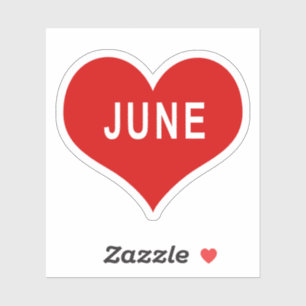 JUNE Red Love Heart Vinyl Sticker