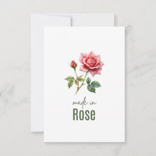 June Rose Birth Flower Flat Thank You Card