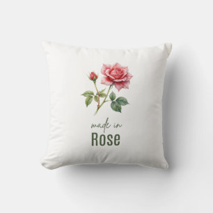 June Rose Birth Flower Flat Thank You  Cushion
