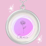 June Rose Birth Flower Necklace - Personalised<br><div class="desc">Embrace the timeless beauty of June with our "June Rose Birth Flower Necklace." This elegant piece features a beautifully crafted rose, the symbol of love and honour, set within a lavender-hued circle. Add a personal touch with the name of your choice, elegantly inscribed below the rose, making this necklace a...</div>