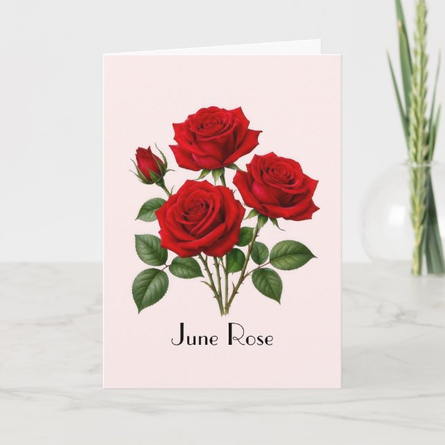 June Rose Flowers Greeting Card (Front)