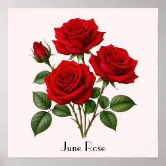 June Rose Flowers Poster
