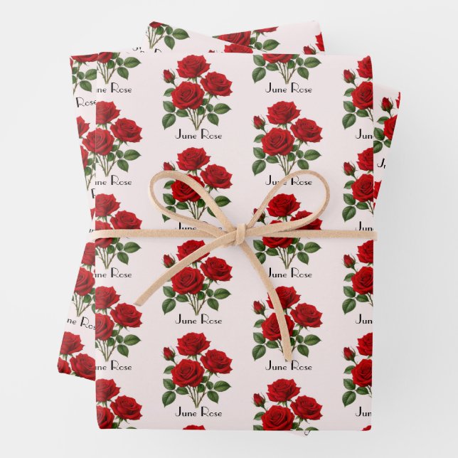 June Rose Flowers Wrapping Paper Sheet (In situ)