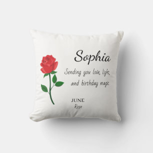 June Rose Personalised Birthday Cushion