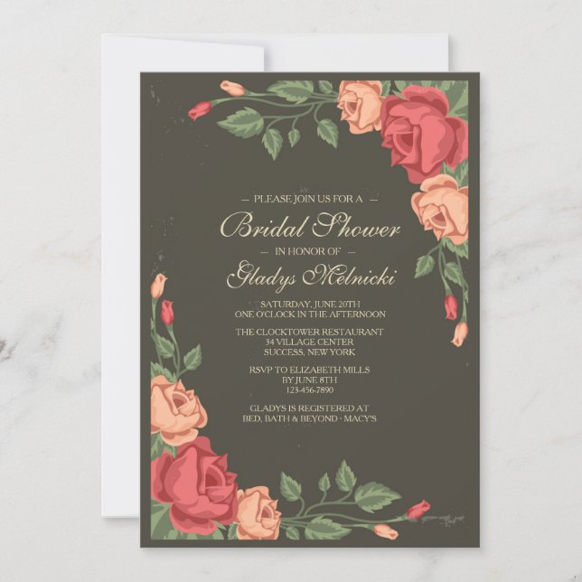 June Roses Bridal Shower Invitation (Front)