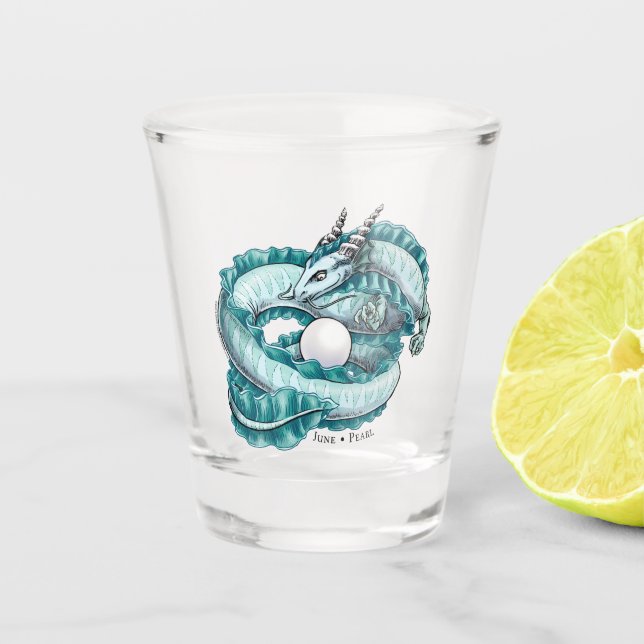 June’s Birthstone Dragon: Pearl Shot Glass (Front)
