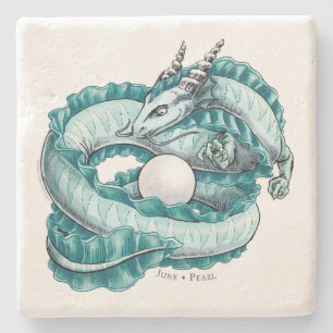 June’s Birthstone Dragon: Pearl Stone Coaster