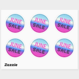 June Sale Gradient Holographic Style Sticker Set