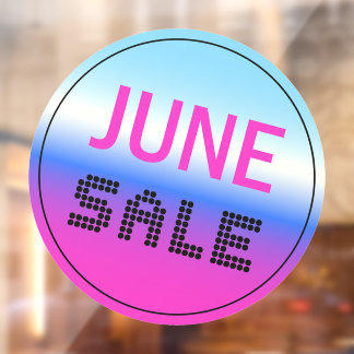 June Sale Window Cling Holographic Gradient