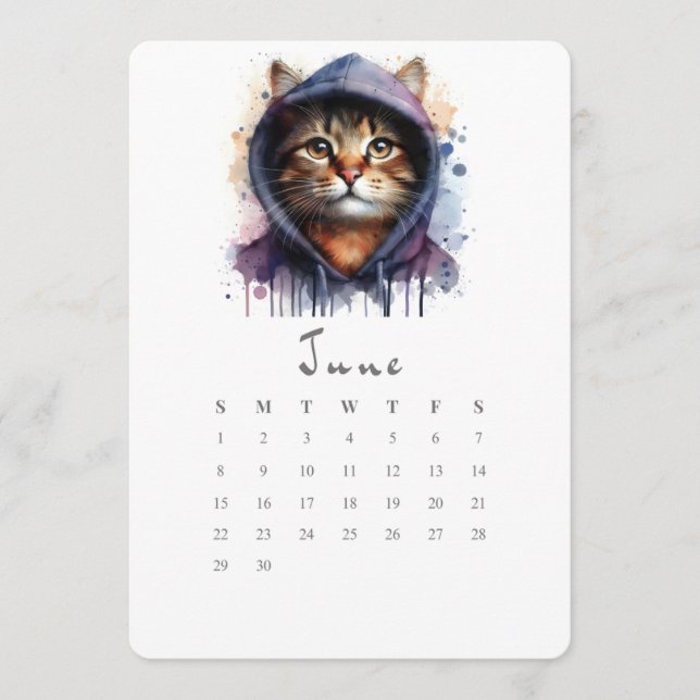 June Stand-Alone Calendar Kitty Cat Splash Art Menu (Front)