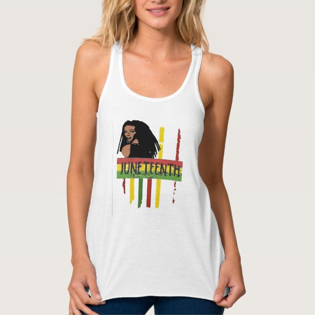 June Teenth flag lady T-Shirt Singlet (Front)