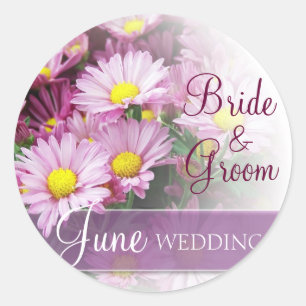 June Wedding - Lavender Daisies Classic Round Sticker