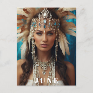 *~ JUNE Woman BIRTHDAY PEARLS AP53 Boho Postcard
