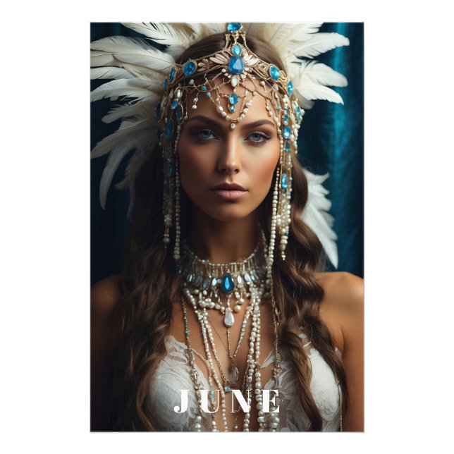 *~ JUNE Woman BIRTHDAY PEARLS Boho AP53 Photo Print (Front)