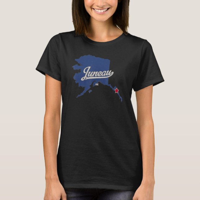 Juneau Alaska AK Map T-Shirt (Front)