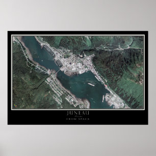 Juneau Alaska From Space Satellite Map Poster