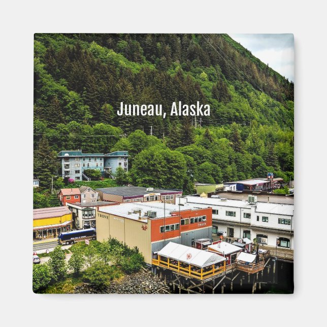 Juneau, Alaska, photograph of the town Magnet (Front)