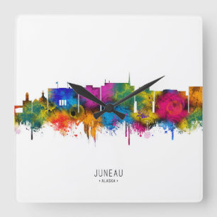 Juneau Alaska Skyline Square Wall Clock