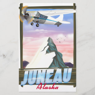 Juneau Alaska travel poster Stationery