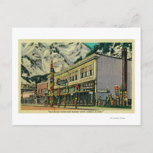 Juneau, Alaska View of Old Witch Totem and Nugge Postcard