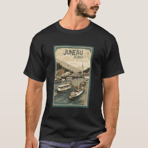 Juneau Alaska Vintage-Retro Travel Poster Graphic T-Shirt