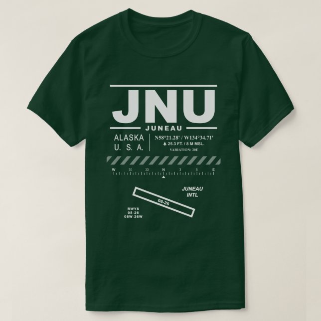 Juneau International Airport JNU T-Shirt (Design Front)