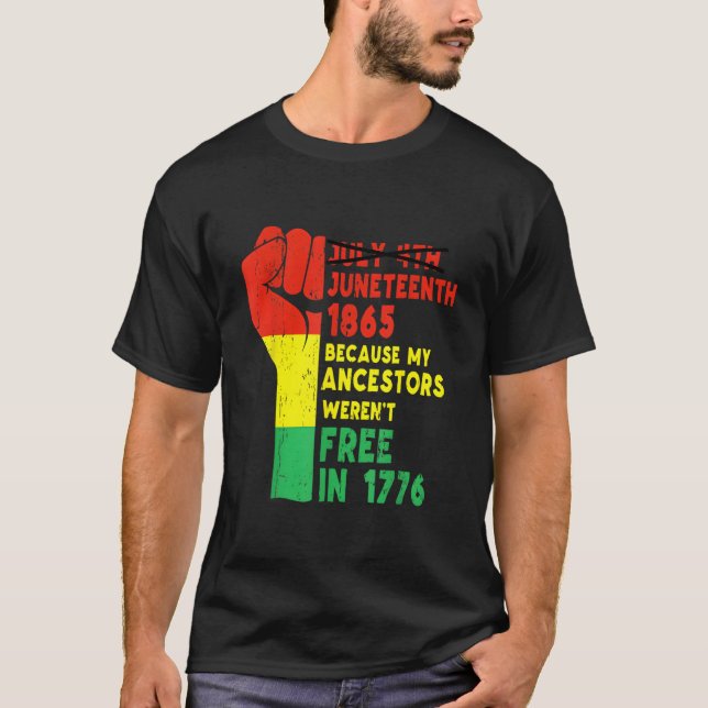 Junenth My Ancestors Free Black African Flag Pride T-Shirt (Front)