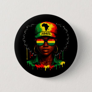 Juneteenth 1865 African Flag Black Queen Afro Wome 6 Cm Round Badge