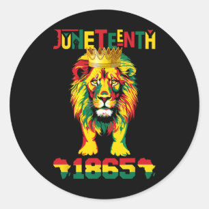 Juneteenth 1865 Black King Lion Celebrating Black  Classic Round Sticker