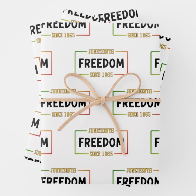 Juneteenth 1865 Celebrating Black Freedom Wrapping Paper Sheet (In situ)