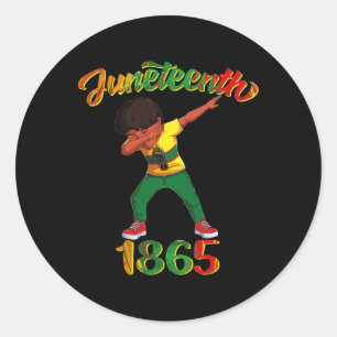 Juneteenth 1865 Dab Black Boy Brown Skin Afro Amer Classic Round Sticker
